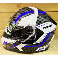 HELMET MHR FLIP UP FU329 FULL FACE HELMET FLIP UP DOUBLE VISOR TOURING BLUE BIRU 100% original mhr