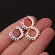 Stainless Steel Flat-Back Zirconia Ear Stud Crown Star-Moon Design Piercing Earring