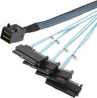 SFF-8643 Internal Mini SAS HD to (4) 29pin SFF-8482 connectors with SAS 15pin Power Port 12GB/S Cabl