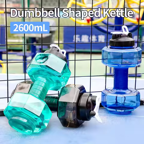2.6L Sports Dumbbell Shaped Kettle Sport Water Bottle Outdoor Indoor Fitness Cycling Water Bottle Ca