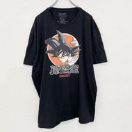 古著七龍珠孫悟空短袖動畫印花 T 卹，黑色，100% 純棉，圓領，尺寸 2XL