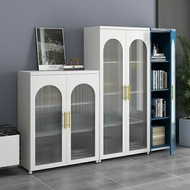 HY/🍒Ikea Nordic Iron Bookcase Storage Cabinet Children's Bookcase Floor with Glass Door Living Room Storage Storage Disp