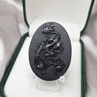 墨翠鋼琴黑 霸氣龍牌 吊墜 牌件 | 天然緬甸玉A貨翡翠