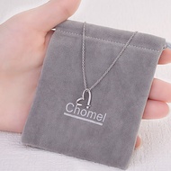 Chomel Pure Silver Heart Shaped Necklace Diamond Lockbone Chain Birthday Gift for Girlfriend Origina