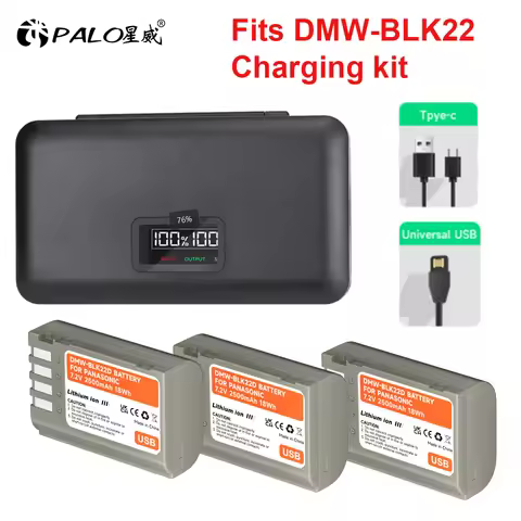 PALO DMW-BLK22 DMW BLK22 USB Battery With LCD Charger Case For Panasonic LUMIX DC-S5 DC-S5 II GH5M2 