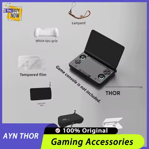 AYN THOR Protective Case Dual Screen Flip Up Handheld Device Gaming Accessories Storage Bag Lanyard 