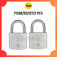 YALE Y120B 50MM 2 PCS Satin Chrome Boron Shackle Padlock