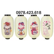 Đèn lồng Nhật Bản in hình mèo - đèn lồng in hình món ăn Nhật Bản trang trí nhà hàng quán cafe lễ hội