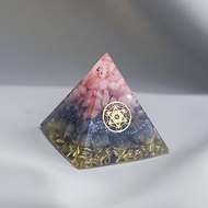 【粉晶、拉長石】奧根水晶能量金字塔Orgonite 5x5 cm