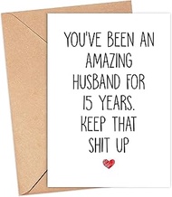 Averaze 15 Year Anniversary Card For Husband - 15th Anniversary Card For Him - 15 Years Married Card