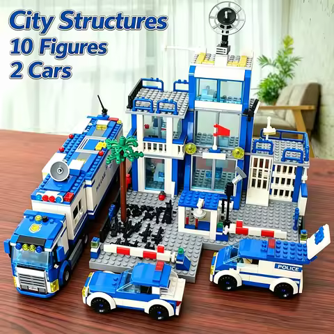 City Police Station Building Blocks Police Car Building Blocks Construction Building Blocks Children