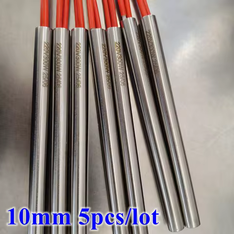 5pcs 220V 10mm Dia. Electric Cartridge Heater 10x60 10x80 10x100 10x120 10x150 10x200mm Stainless St