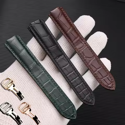Customized Convex alligator leather watch straps for CARTIER watch BALLON BLEU DE CARTIER Replacemen
