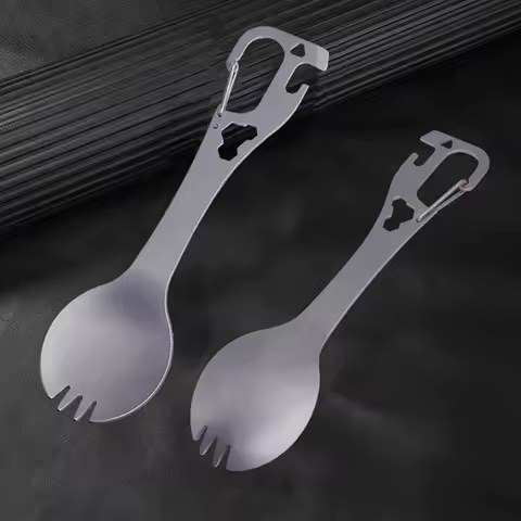 Utility Spork Portable Stainless Fork Spoon Cutlery Multifunctional Bottle Opener Tools Camping Eati