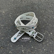Y2k Unisex Stone Leather Belt for Men and Women with Many White Patterns - Y2k Belt 105cm