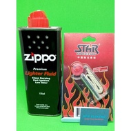 Paket Minyak zippo 125 mlm dan Batu Sumbu merk star [ Bisa COD]