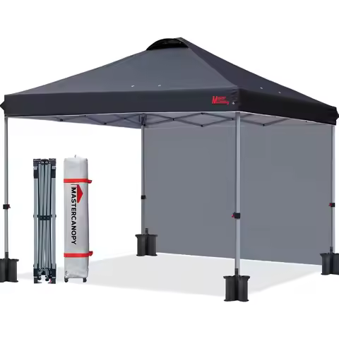 Durable Pop-up Canopy Tent with Sidewall (10'x10', Black)