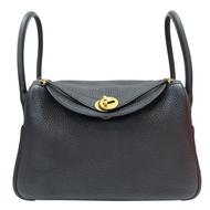 黑色 Clemence牛皮 Lindy 26 肩背包 Z刻 金扣【HERMES 愛馬仕】