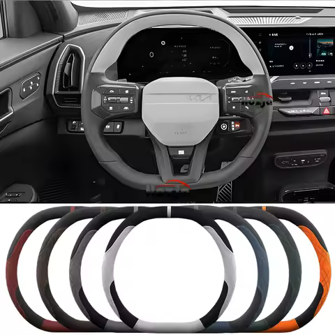 Suede Leather Car Steering Wheel Cover for KIA EV3 GT-line EV3 2023 2025 2024 Non-slip Car-styling A