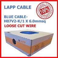 LAPP Cable | H07V2-K | LAPP 4150702 |Loose Cut Wire | 1 x 6.0mm² | Blue