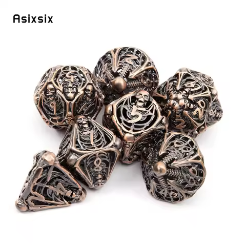 7 Pcs Coppery Skull Hollow Metal , Dnd Dice Set Perfect For Card Games Board Games For Critical Role