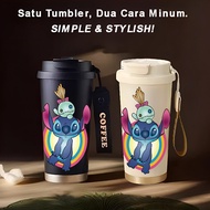 Stitch and Scrump tumbler (from Lilo & Stitch film) & Multifunction Cute, Practical & Spill-Proof Ea