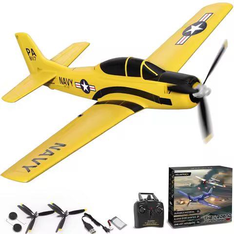 VOLANTEXRC T28 Trojan RC Plane 2.4G 4CH EPP Foam RC Warbird Fighter with Xpilot Self Righting One Ke