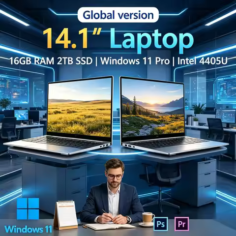 Portable 14.1'' Ultra Thin Laptop 4405U Processor 16GB RAM 2TB SSD Office Entertainment Notebook