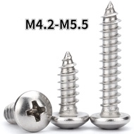 [XJK] Sus304 Round Head Screw Phillips Self-Tapping Screw Self-Tapping Screw M4.2-M5-M5.5