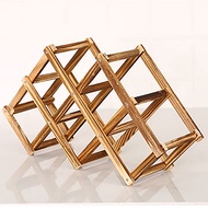 6 Bottles Wooden Collapsible Wine Rack, Wooden Wine Storage Racks Countertop, Wine Cellar Racks Fold