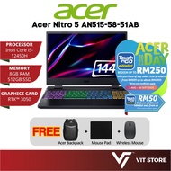 ACER Nitro 5 AN515-58-51AB (RTX 3050, Intel core i5-12450H, 8GB, 512GB SSD, 15.6" FHD, 144Hz, W11, 2