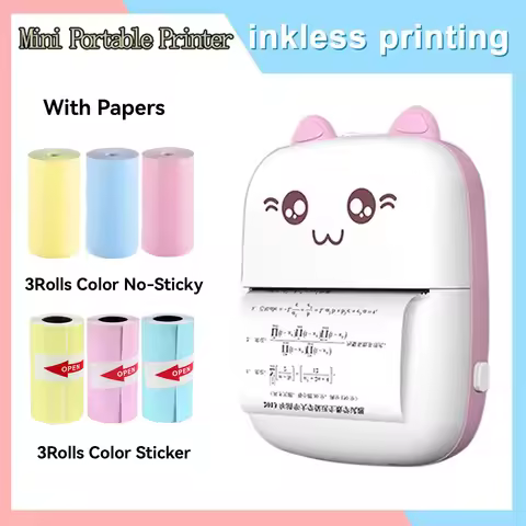 Thermal Sticker Printer Mini Printer Sticker Portable Bluetooth Inkless Pocket Printer with iOS & An