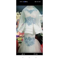 Baju pengantin putih lace biru baru