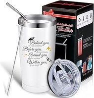 Inspirational Graduation Gifts 2022 Travel Tumbler for Class 2022 Behind You All Your Memories Congrats Grad Graduate Gifts, 20 oz Stainless Steel Mug Tumbler with Lid Straw Brush (Graduation Cap)