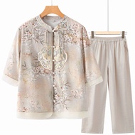 New Chinese mother's front button shirt New fashionable middle-aged and elderly women's embroidered 