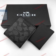 COACH 蔻馳短款男士子母銀包 零錢包 男士休閑商務短款錢包