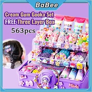 UNGU MERAH GANTUNGAN NEWEST Babee toy 522PCS DIY Guka Cream Keychain Sticker Set With Pink Purple
