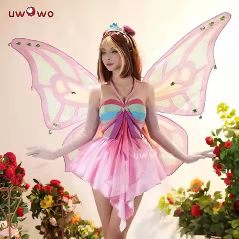 IN STOCK UWOWO Bloomm Enchantixx Flora Cosplay Costume Big Fairy Wings Cosplay Outfit Butterfly Fair