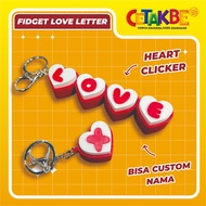 GANTUNGAN LOVE LETTER KEYCHAIN CUSTOM NAME CLICK CLICK | MECHANICAL KEYBOARD KEYCAP | Cute Character