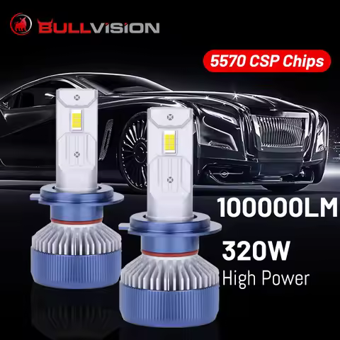 Bullvision H7 H4 H11 100000LM 320W K4C K4S Car Headlight Bulbs H1 HB3 9006 HB4 9012 HIR2 H16 5570 CS