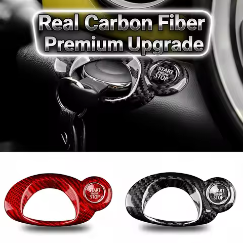 1PC Carbon Fiber For MINI Cooper R55 R56 R57 R60 Car Key Engine Start Stop Ring Frame Cover Button S