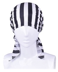 womens silk turban cancer bandanas hats for chemo patients Black White Stripe