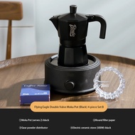 BINCOO หม้อโมก้าวาล์วคู่พร้อมเตาไฟฟ้าเครื่องชงกาแฟสไตล์อิตาเลียนประกอบด้วยกาแฟ Penggiling Kopi ด้วยม