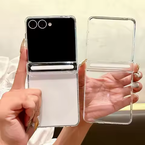 Hard PC Phone Case For Samsung Galaxy Z Flip8 Flip7 FE Flip6 Flip5 Shockproof Magnetic Transparent C