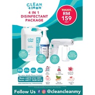 CleanClean 4 in 1 Disinfectant Set FREE ATOMIZER GUN (5L Hand Sanitizer + 1L Home Disinfectant Spray + 60ml Sanitizer)