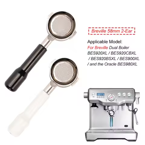 58mm Bottomless Portafilter For Breville 9 Series BES920/980/990 Stainless Steel 2 Cup Basket Naked 