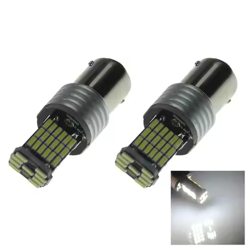 2x White RV 1157 Brake Blub Rear Lamp 45 Emitters 4014 SMD LED 2357 2397 Z20159