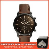 [ORIGINAL] [F BRAND] FS5437 Townsman 44mm Chronograph Brown Leather Men Watch Jam Tangan Lelaki