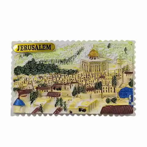 Jerusalem 3D Fridge Magnet Souvenir Gift,Resin Handmade Jerusalem Refrigerator Magnet Home & Kitchen