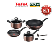 Global House TEFAL G143S895 DAY BY DAY SET ชุดกระทะ 8 ชิ้น : FP24 + WP28 + SCP18 W.LID + STW20 W.LID